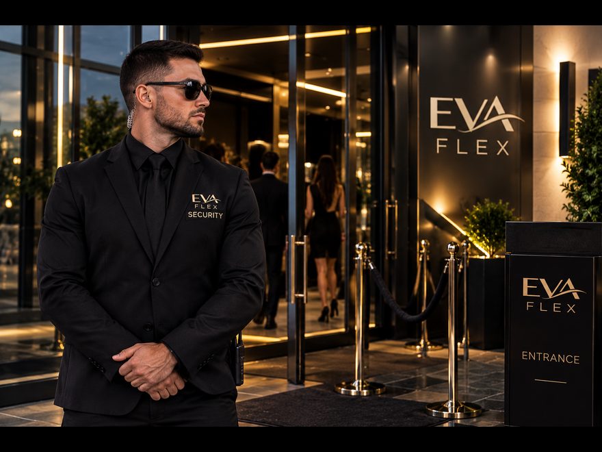 Охрана на EVA FLEX на входа на събитие