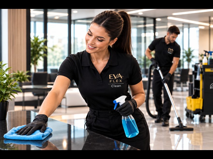 Екип на EVA FLEX почиства офис площ